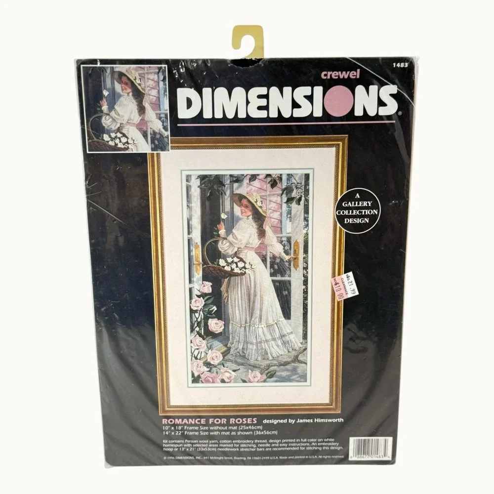 Dimensions Crewel Kit Unisex OS Multicolor NEW Romance for Roses 1483 Vintage